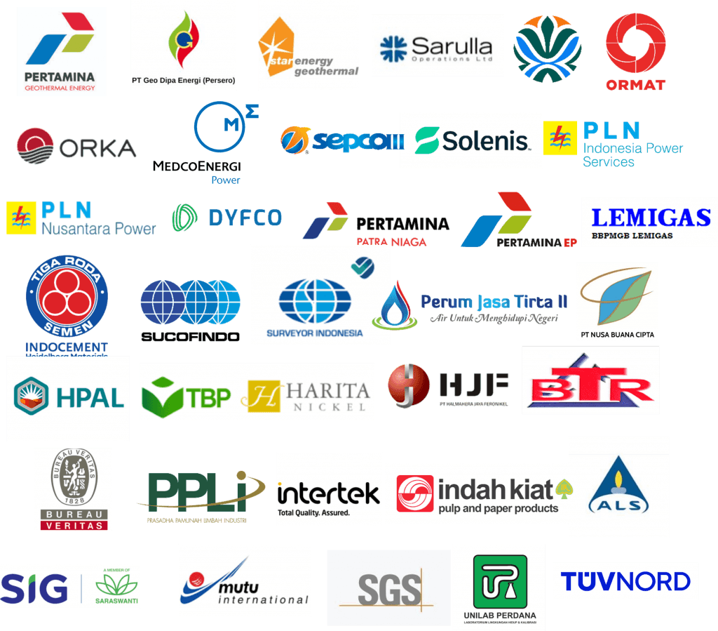 Kolase logo organisasi yang ditampilkan perusahaan sebagai klien pada situs resminya.